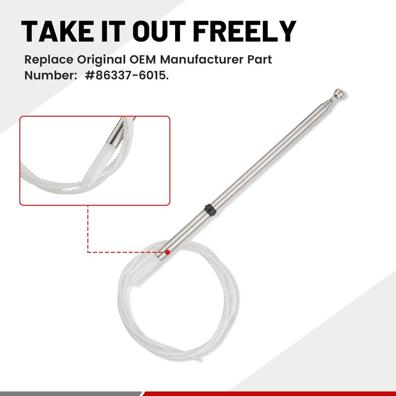 RED WOLF هوائي سيارة RED WOLF للطاقة لجهاز Lexus LX470 من 1998-2007، Toyota Land Cruiser من 1998-2008 هوائي بديل لاستقبال راديو AM/FM استبدال #86337-60151، 44 بوصة - Image 5